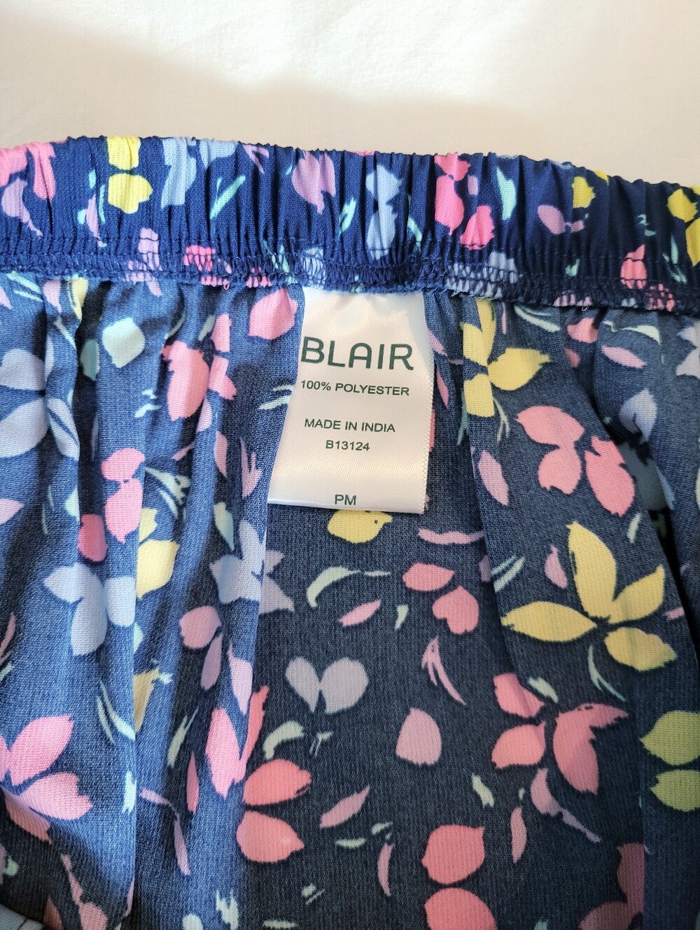 Blair Vintage 90s Patterned A-Line Midi Skirt Navy floral Cottagecore size M - Picture 2 of 7